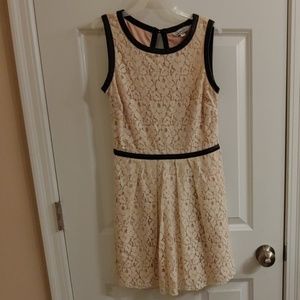 Lace Dress, trimmed in faux leather